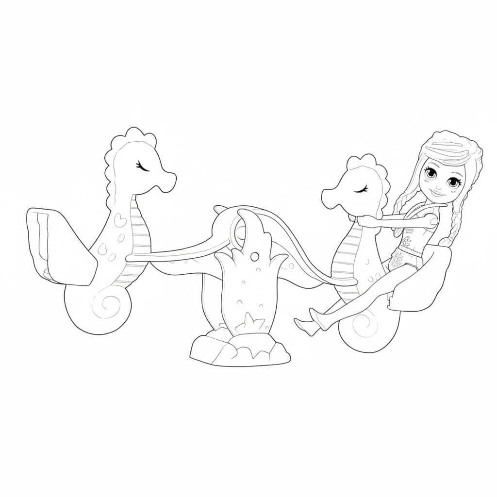 Polly con cavalluccio marino da colorare