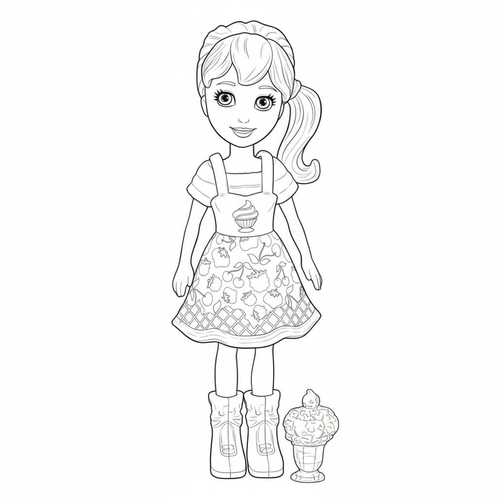 Polly con cupcake da colorare