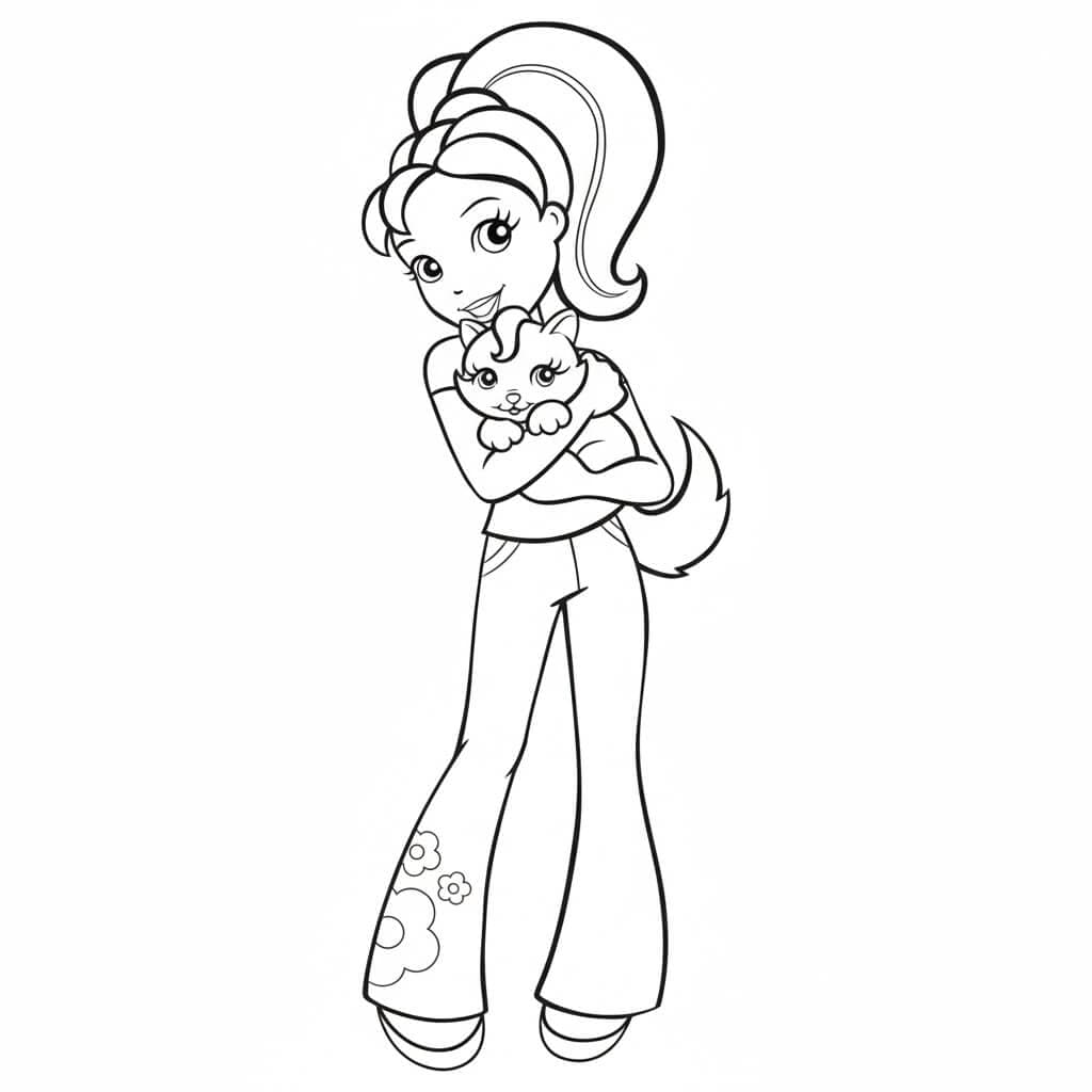 Polly con gattino da colorare