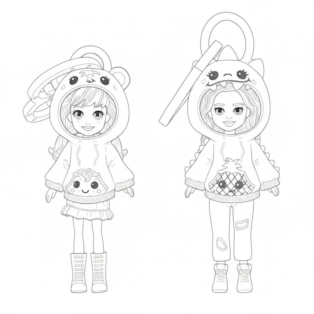 Polly e amiche alla moda da colorare