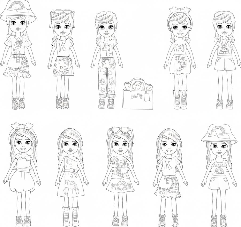 Polly in diversi stili da colorare