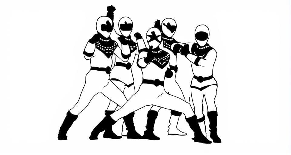 Gruppo Power Rangers da colorare