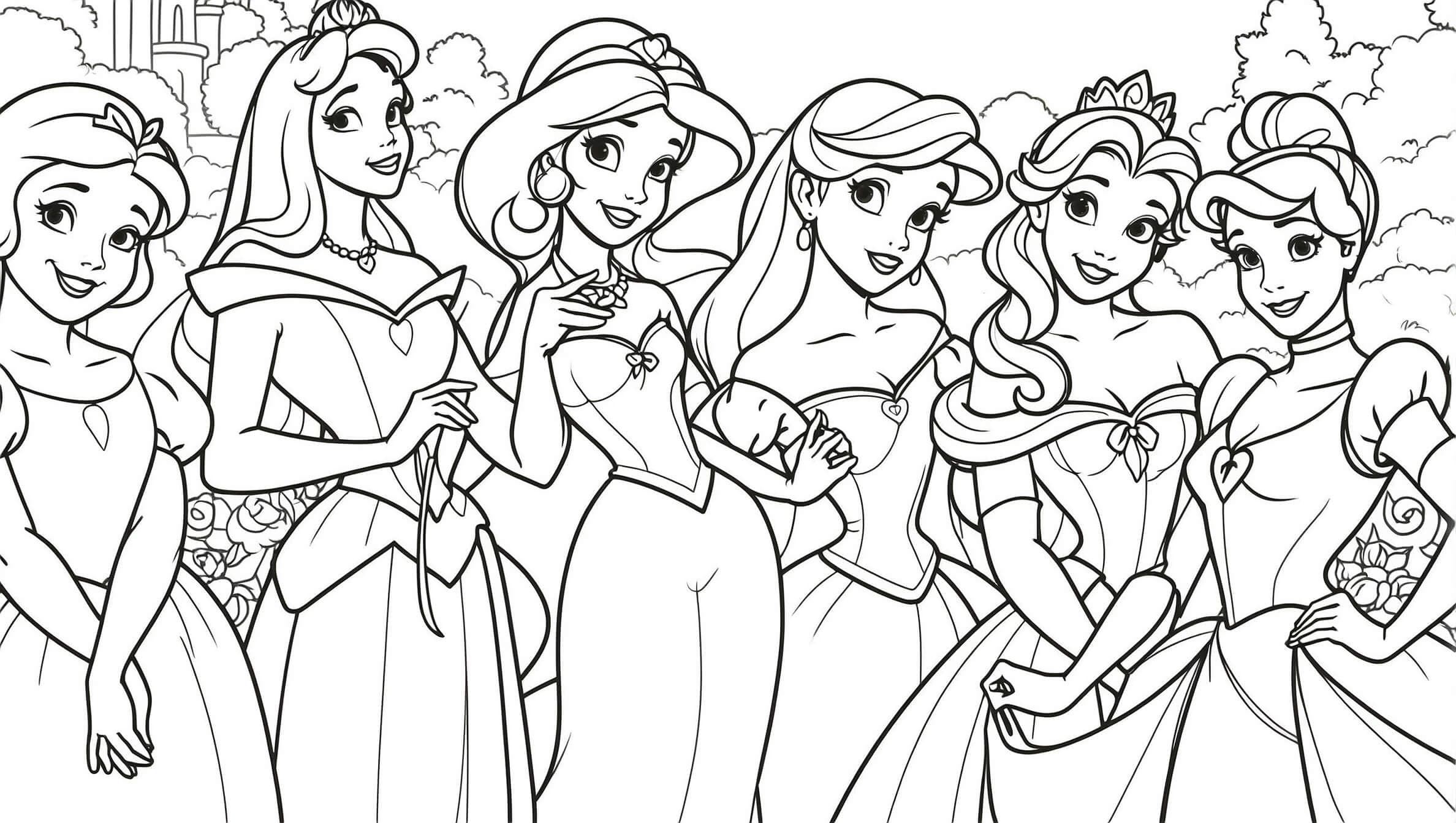 Set di principesse Disney 1 da colorare