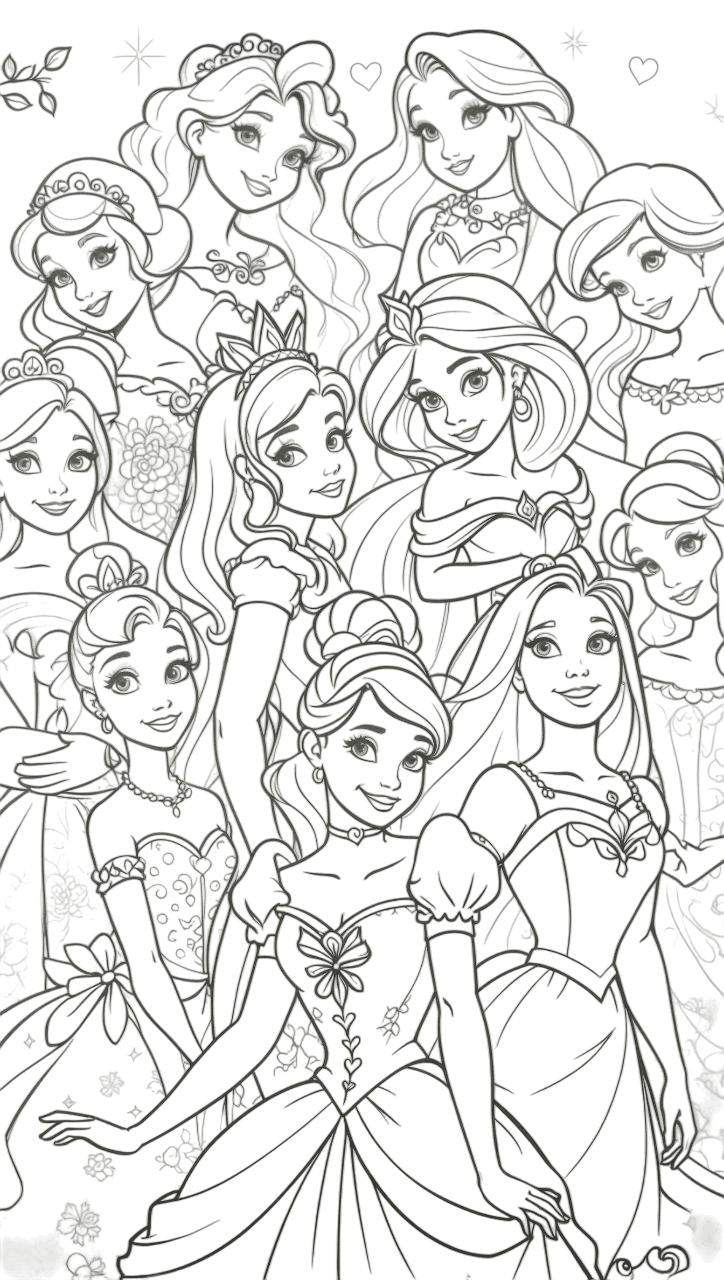Set di principesse Disney 2 da colorare