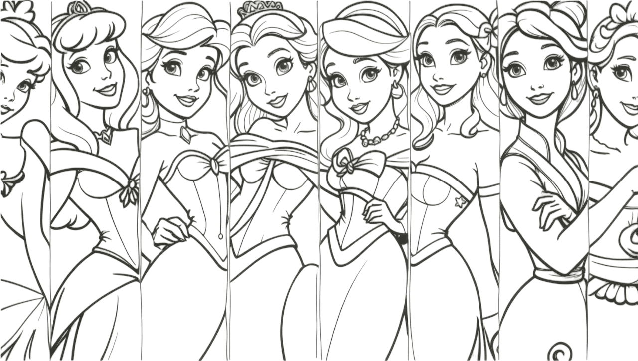 Set di principesse Disney 3 da colorare