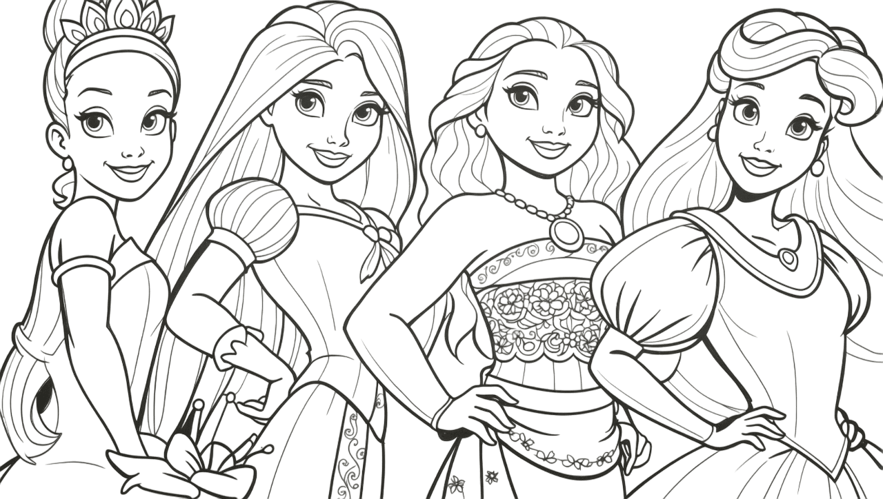 Set di principesse Disney 4 da colorare