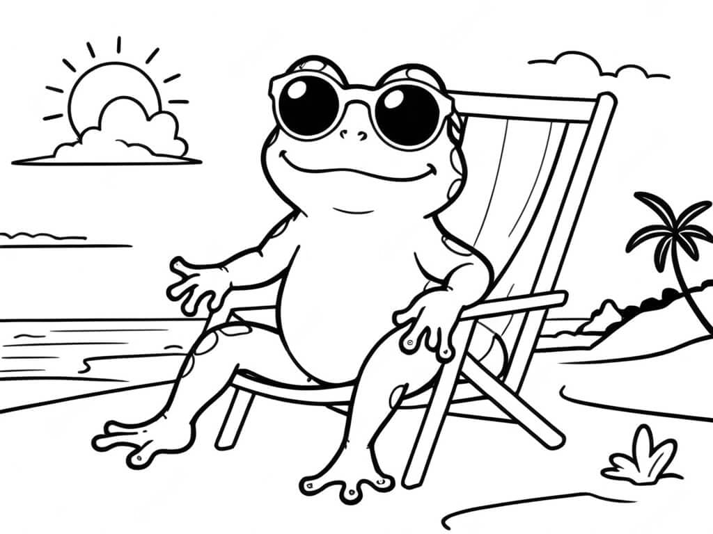 Rana in spiaggia da colorare