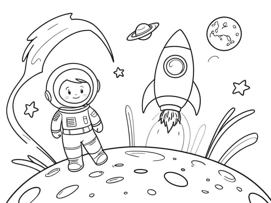 Razzo e astronauta da colorare