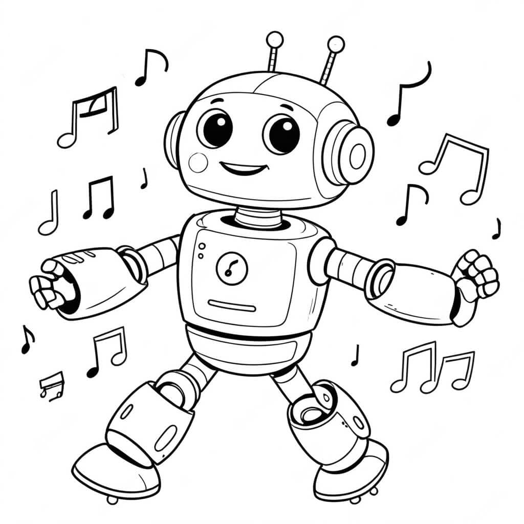 Robot che balla da colorare