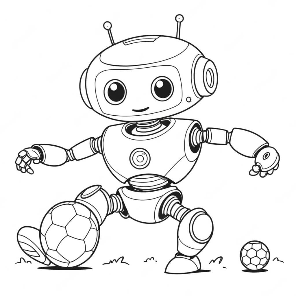 Robot che gioca a calcio da colorare
