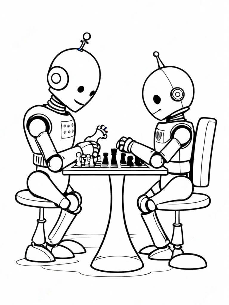 Robot che giocano a scacchi da colorare