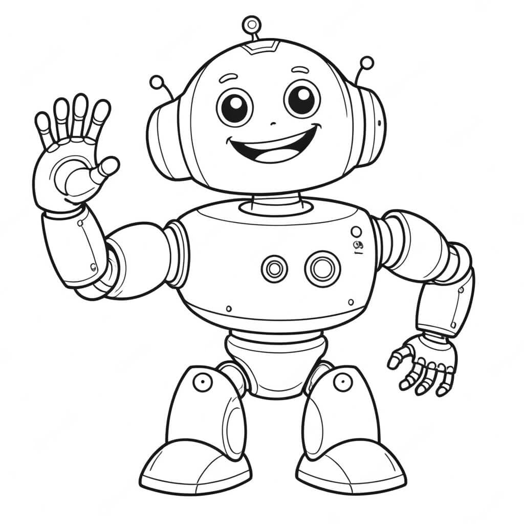 Robot che saluta da colorare