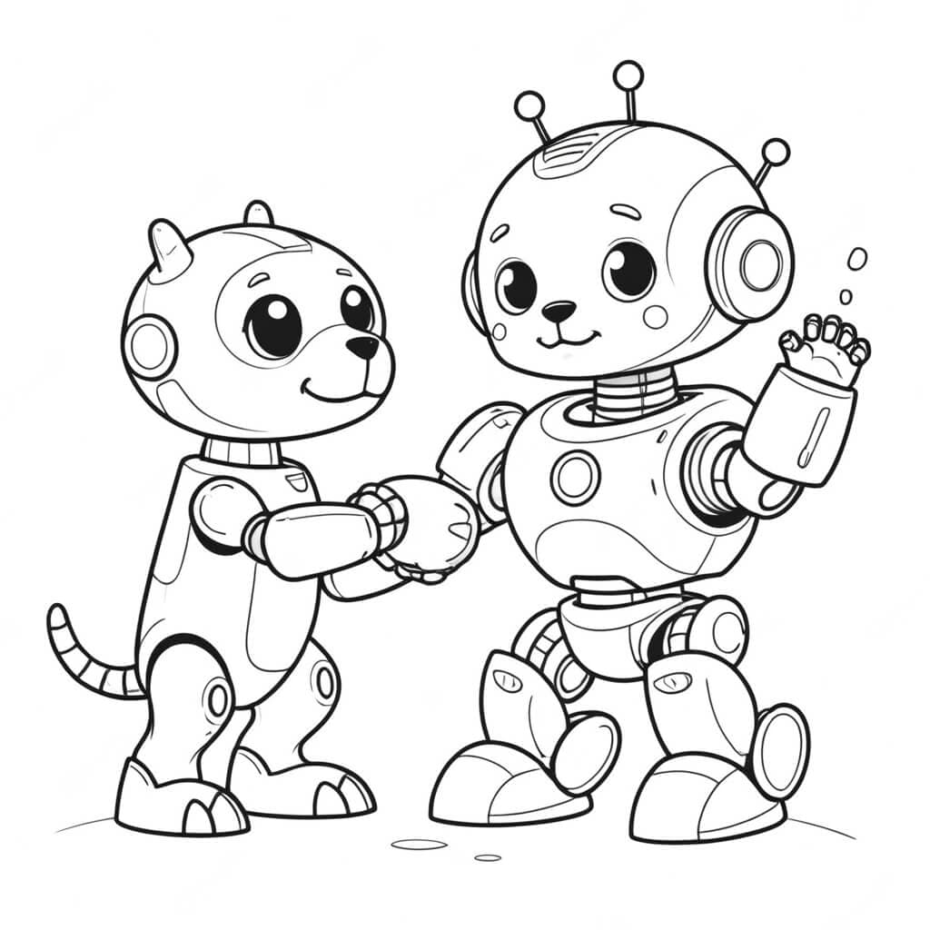 Robot con cane da colorare