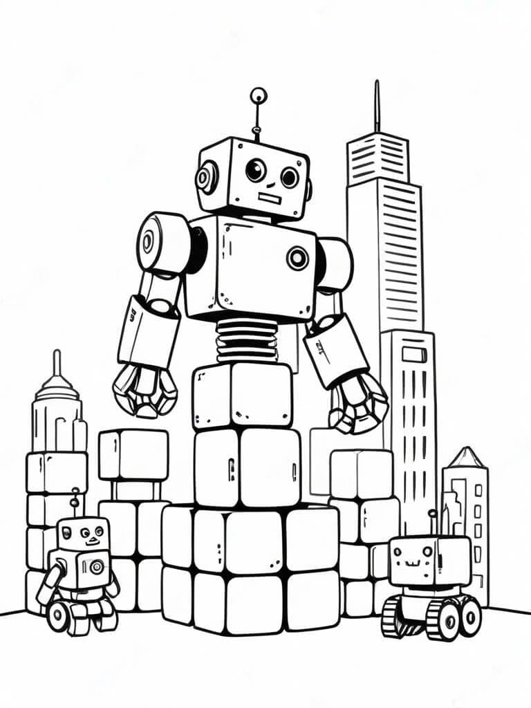 Robot di mattoncini da colorare