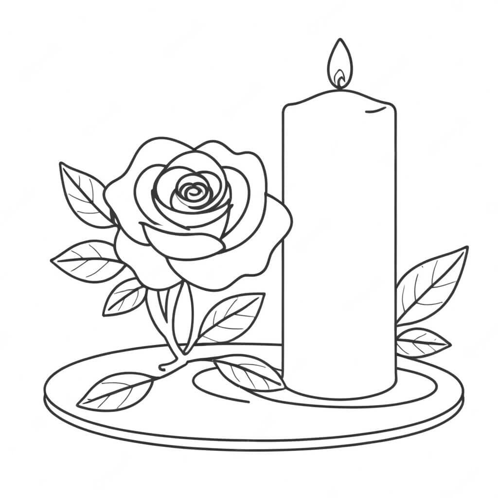 Rosa con candela da colorare