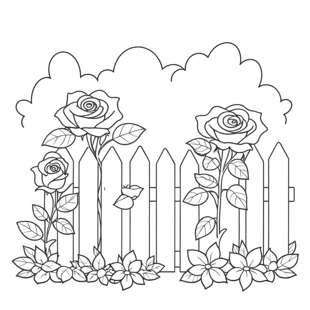 Rose al cancello da colorare