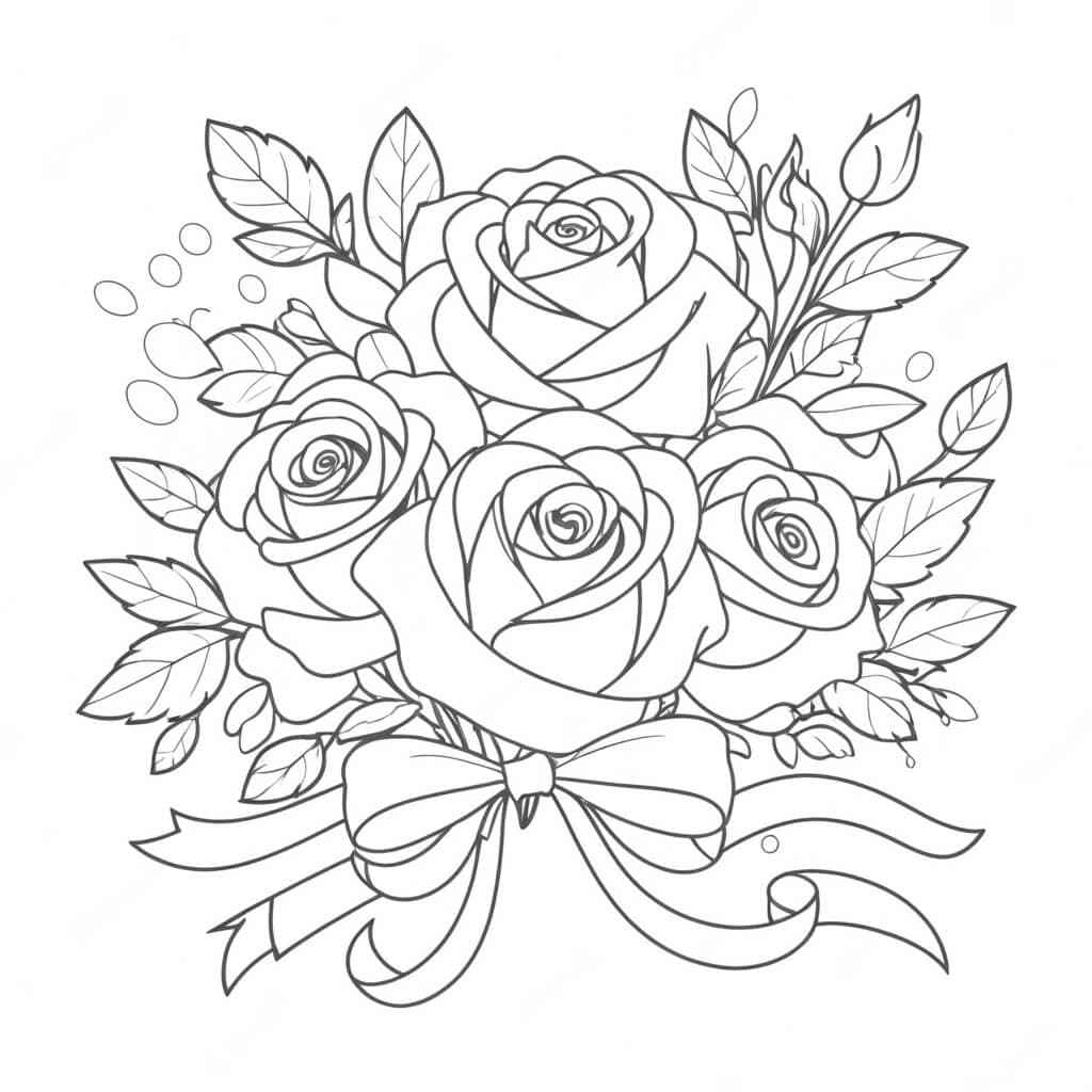 Rose con fiocco da colorare