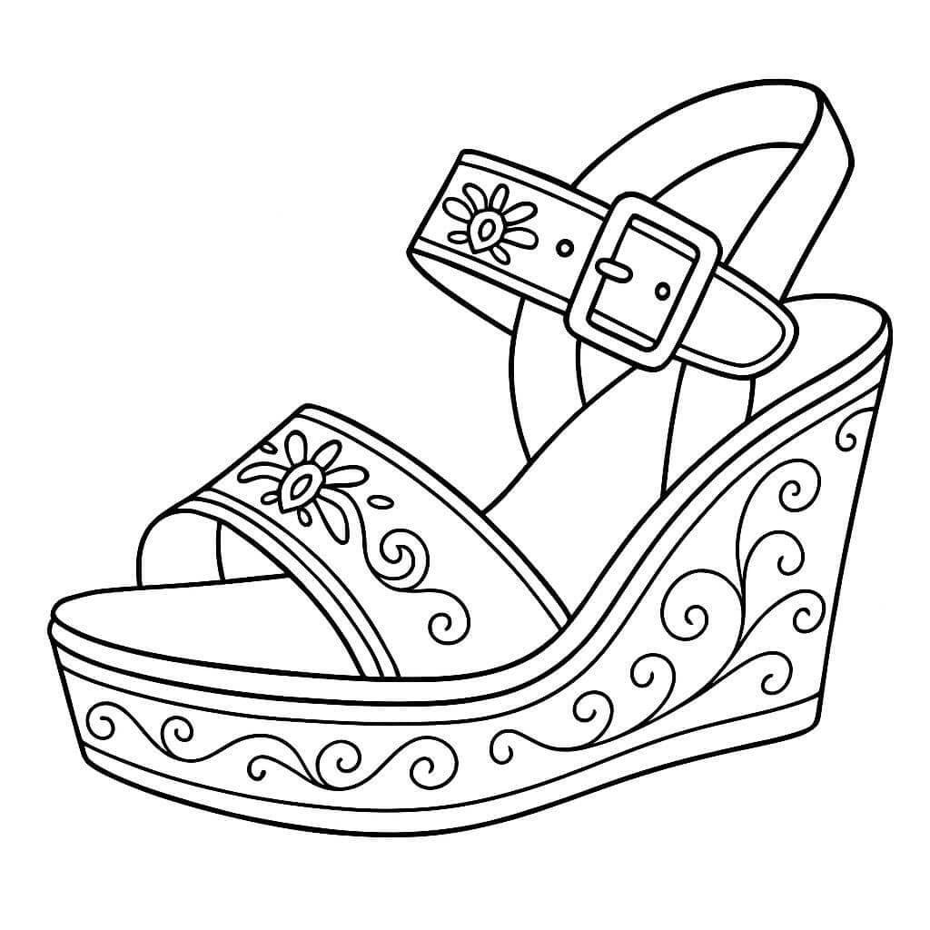 Scarpa con plateau da donna da colorare
