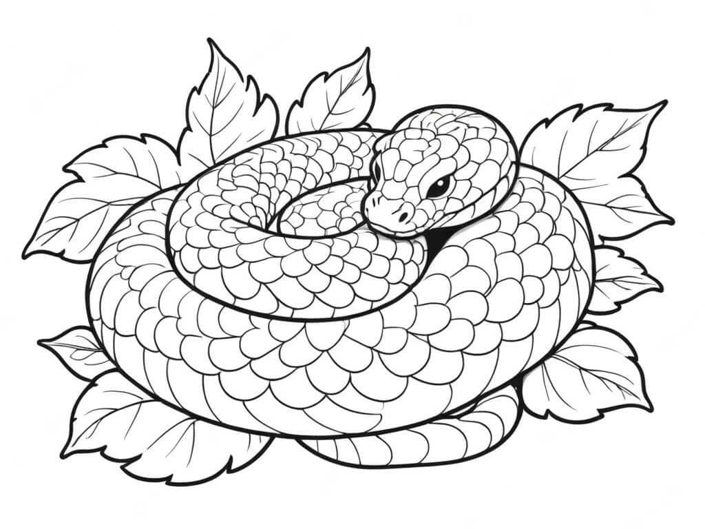Serpente arrotolato da colorare