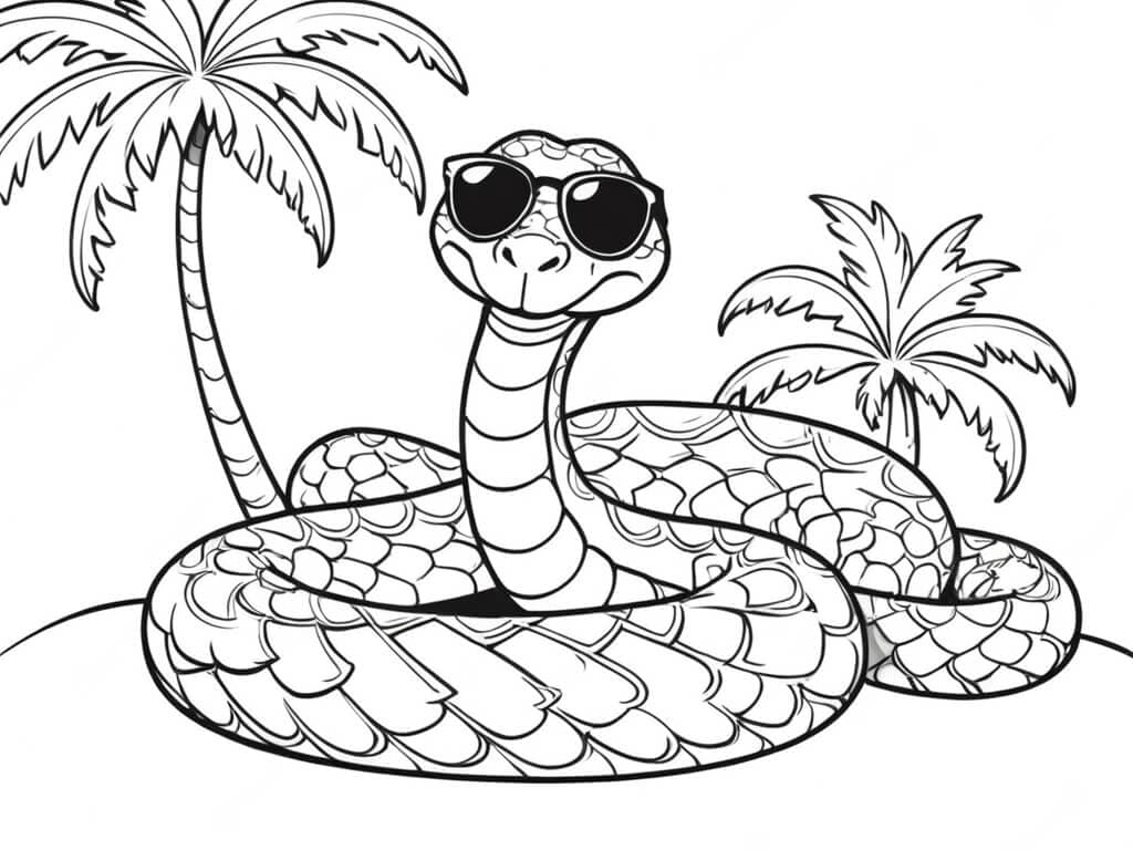 Serpente con occhiali da sole da colorare