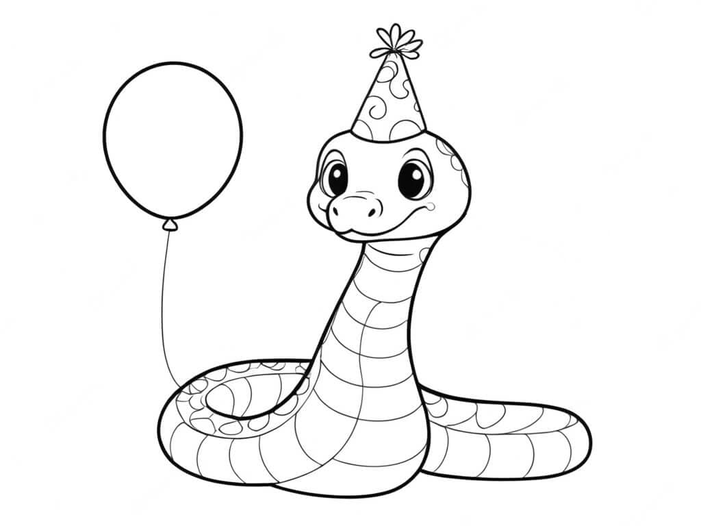 Serpente di compleanno da colorare