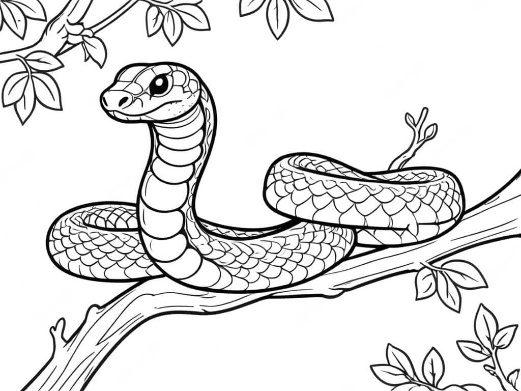 Serpente sul ramo da colorare