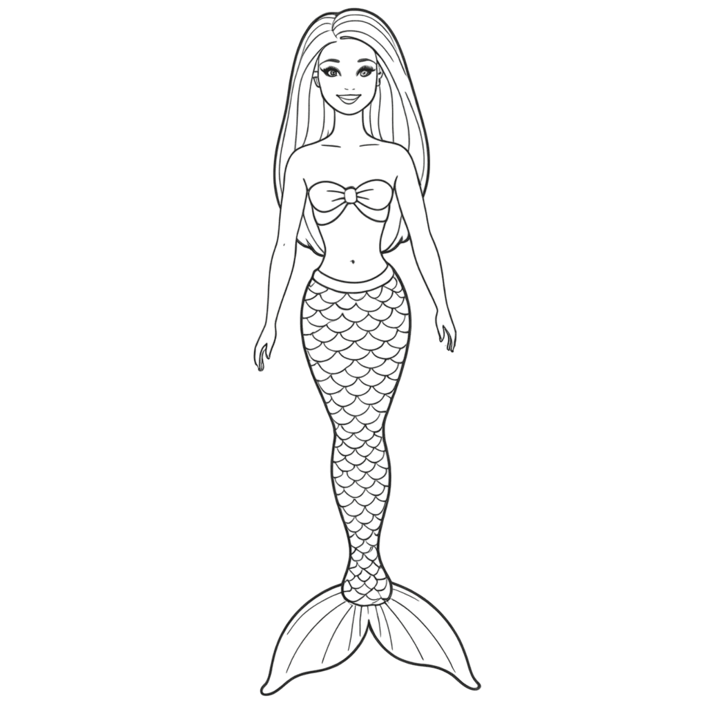 Barbie come sirena da colorare