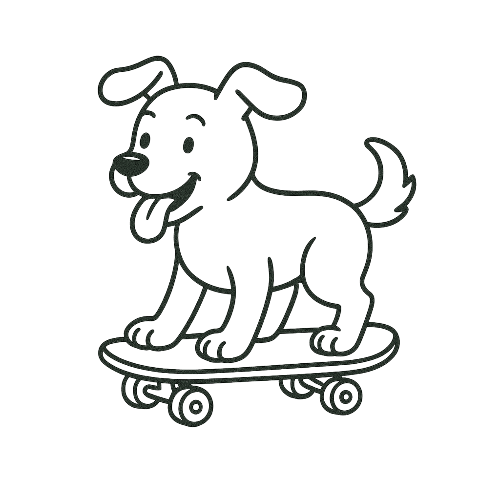 Cane sullo skateboard da colorare