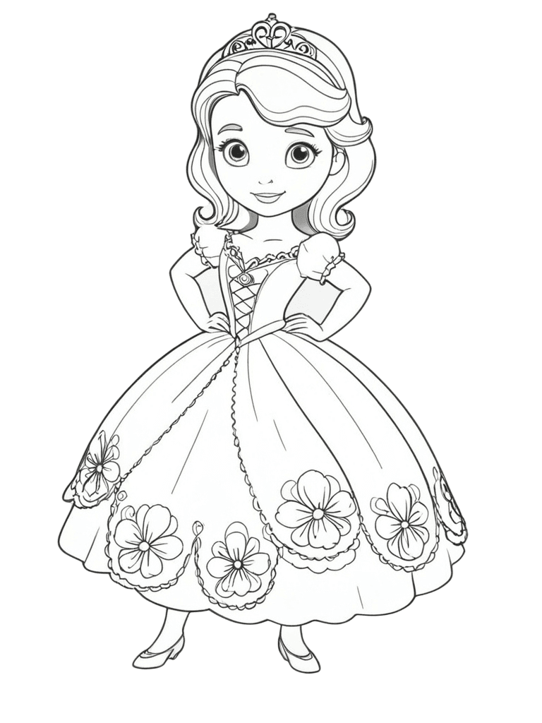 Principessa Sofia con vestito da colorare