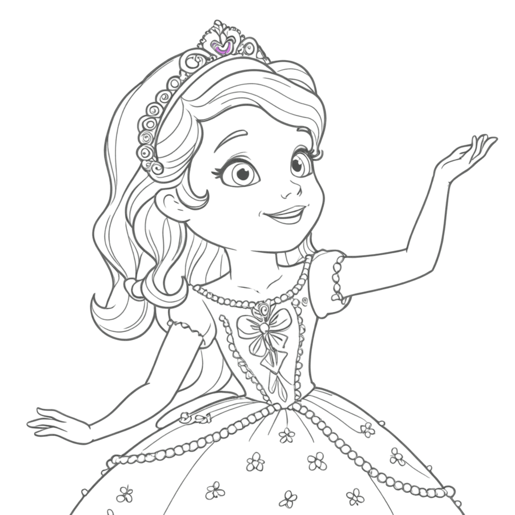Sofia la Principessa in vestito da colorare