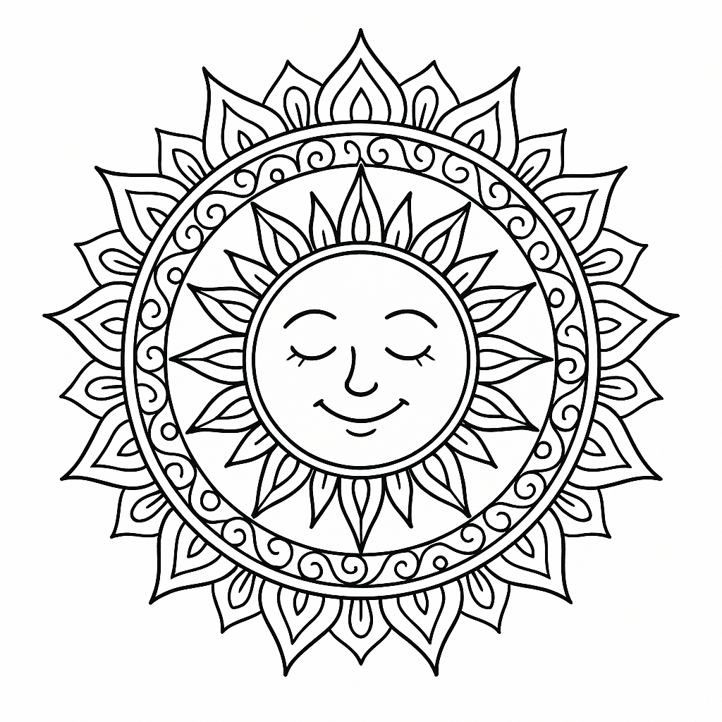 Mandala del sole da colorare