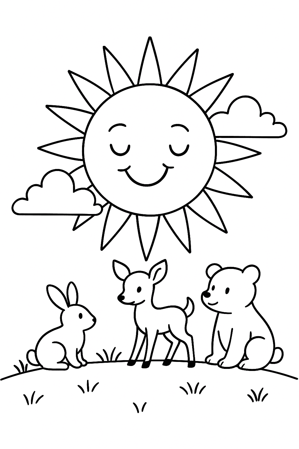Sole con animali da colorare
