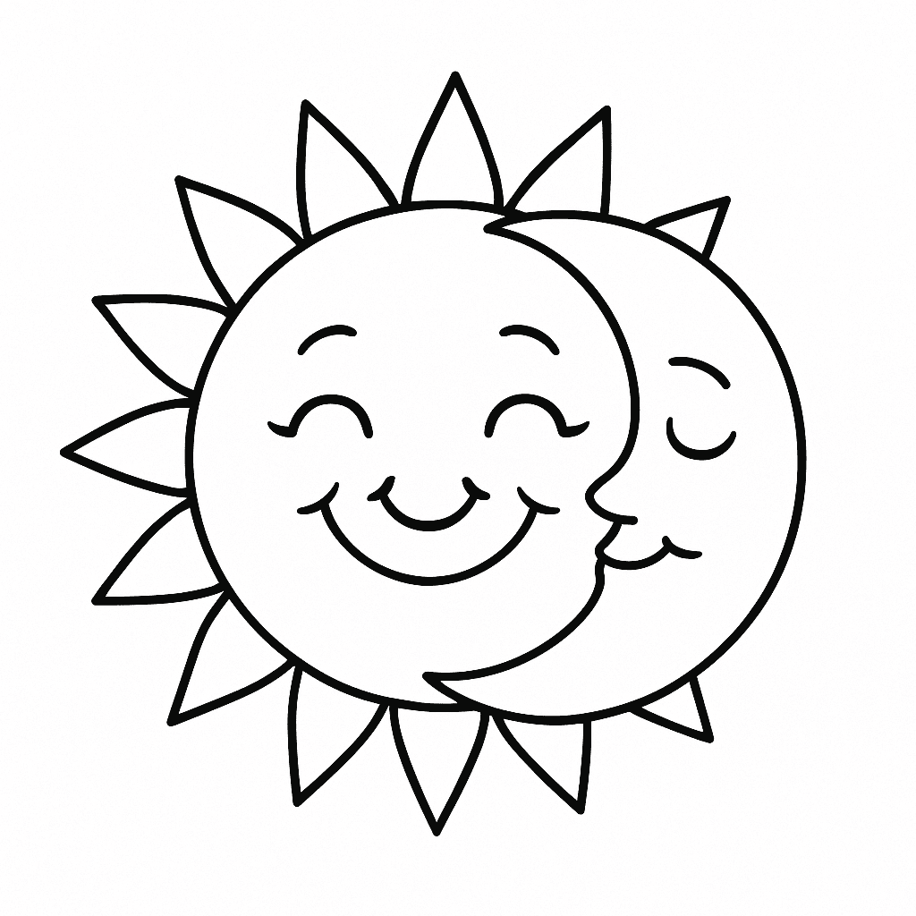 Sole e luna da colorare