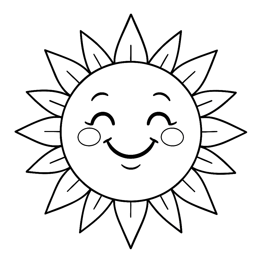 Sole sorridente da colorare