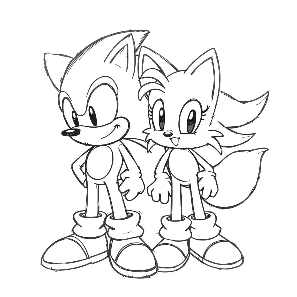 Sonic e Tails da colorare