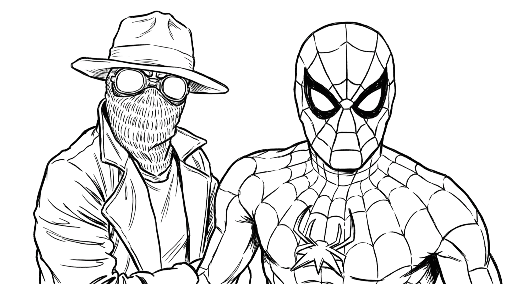 Spider-Man Noir e Spider-Man da colorare