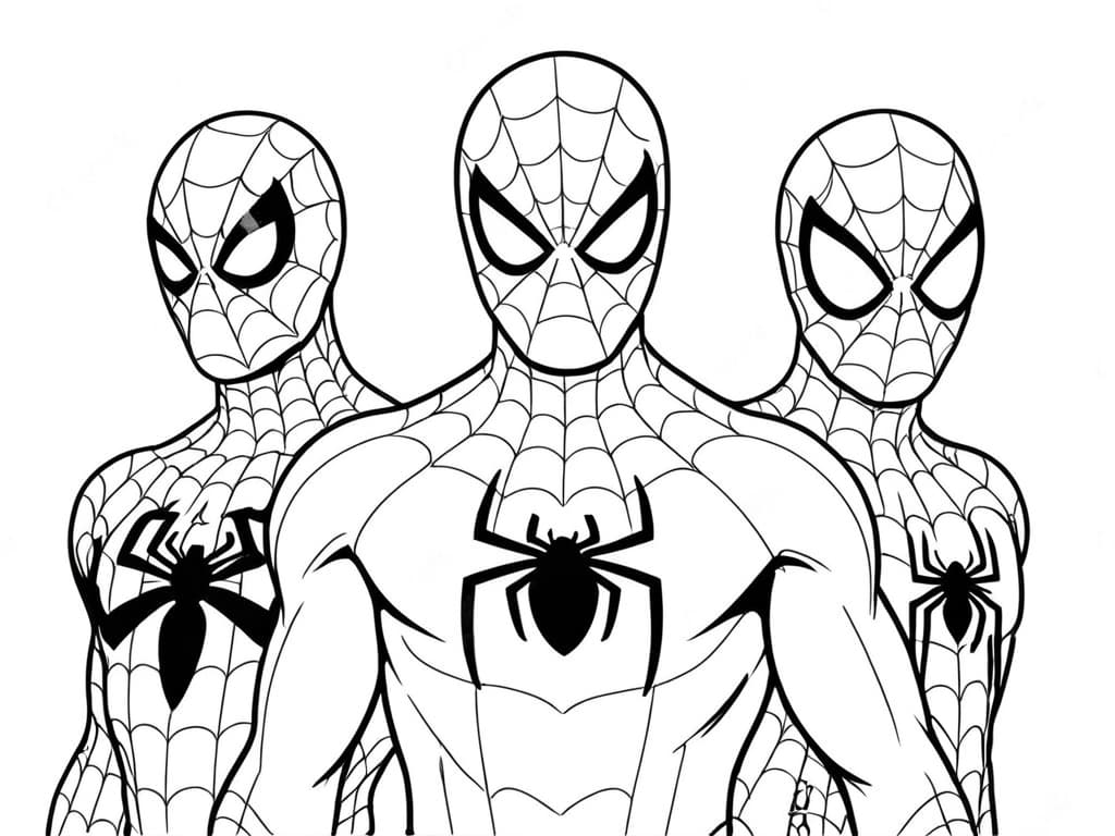 I tre Spider-Man da colorare
