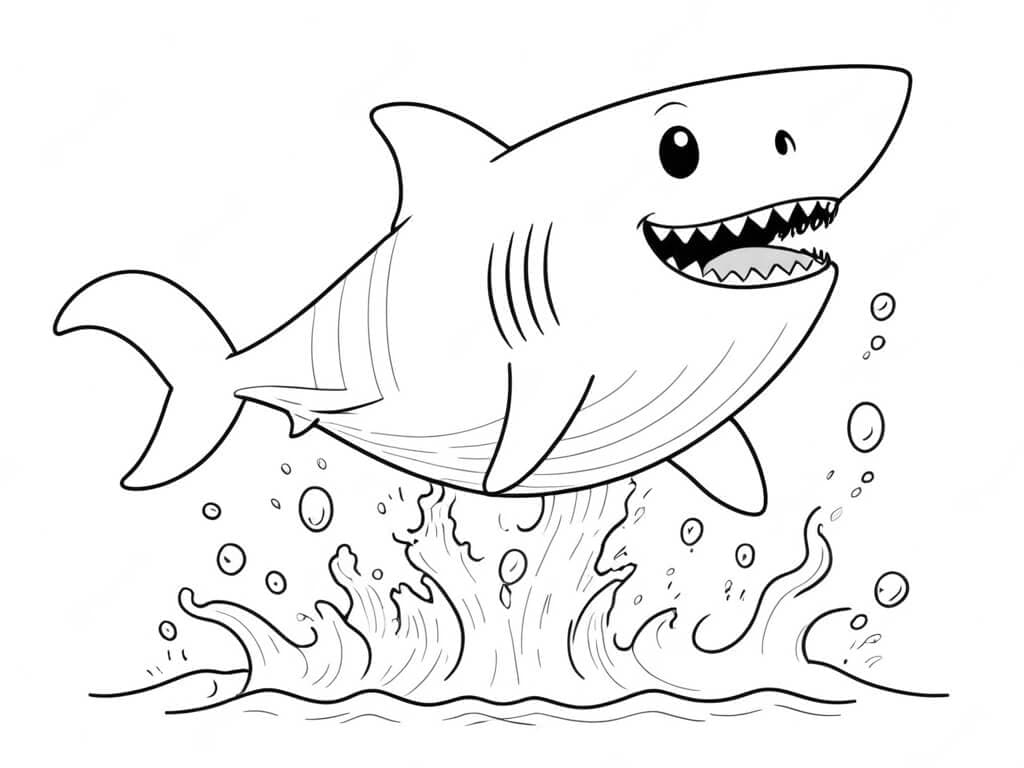 Squalo felice che salta da colorare