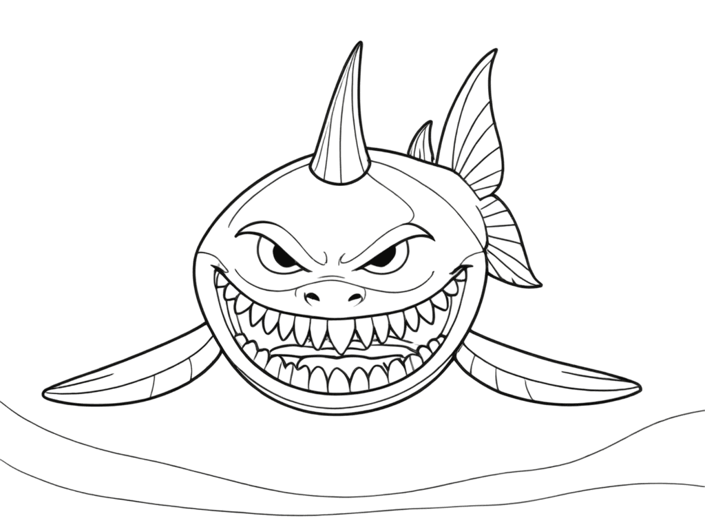 Squalo pronto alla battaglia da colorare