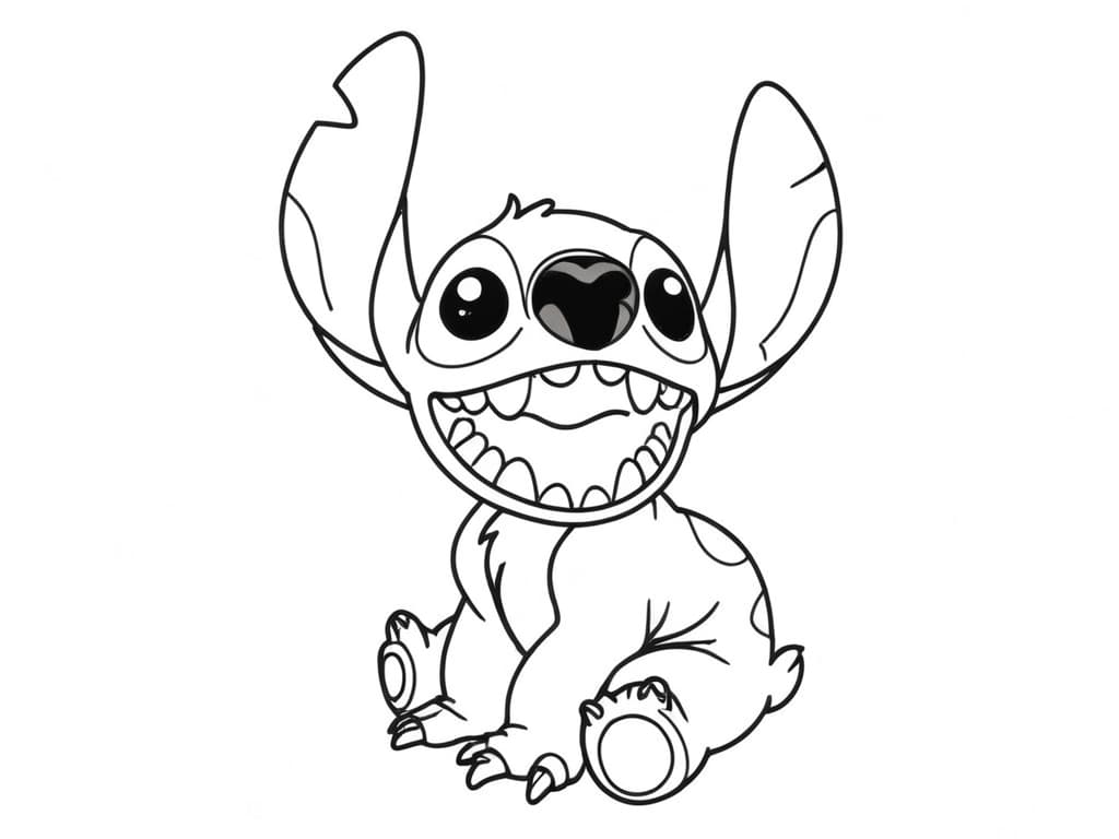 Stitch con grande dente da colorare