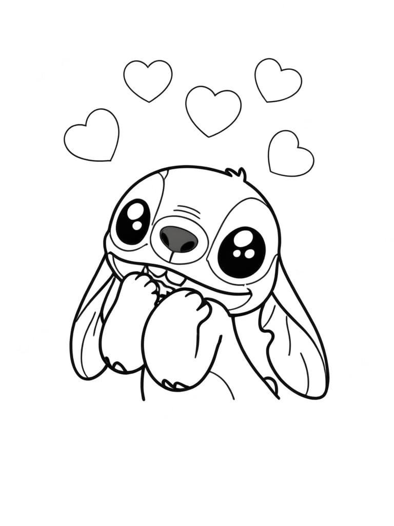 Stitch e cuori da colorare