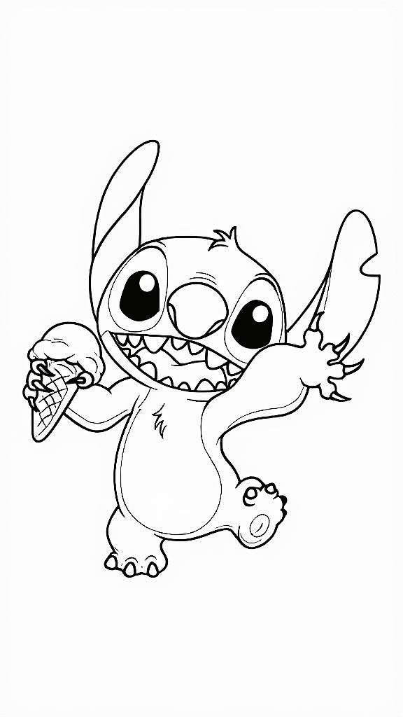 Stitch mangia gelato da colorare