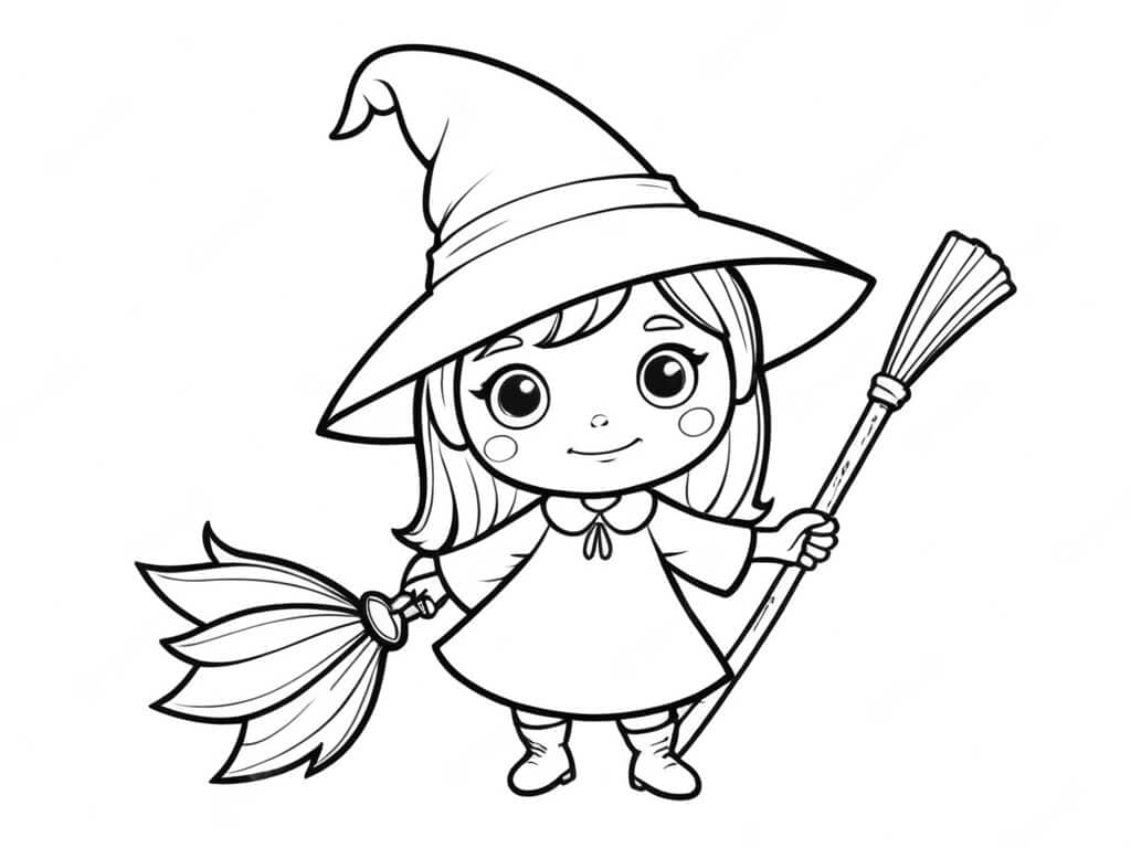 Mini strega da colorare