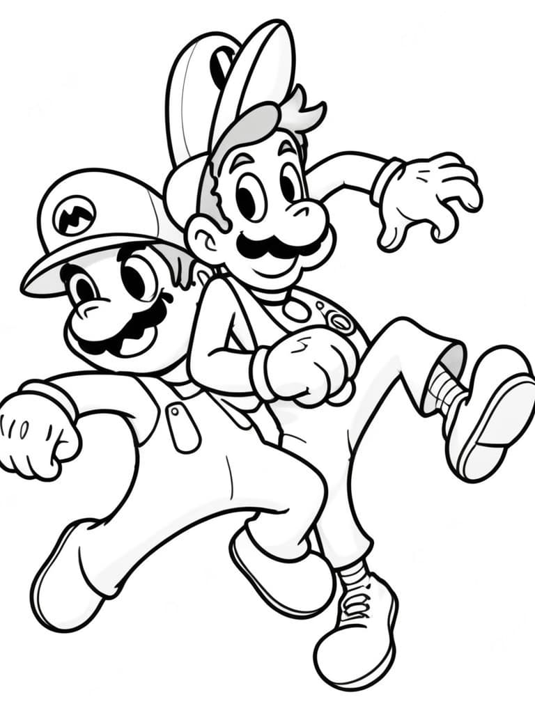 Mario e Luigi facile da colorare
