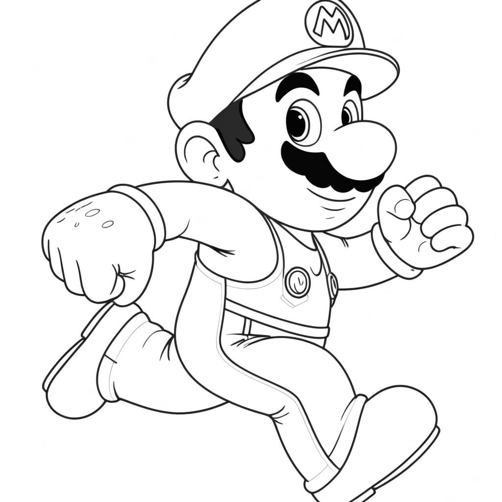Super Mario che corre da colorare