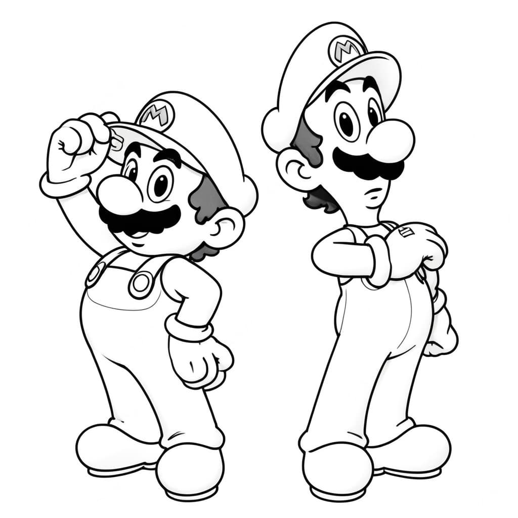 Super Mario e il suo amico Luigi da colorare