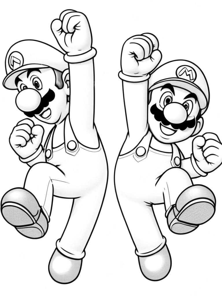 Super Mario e Luigi festeggiano da colorare
