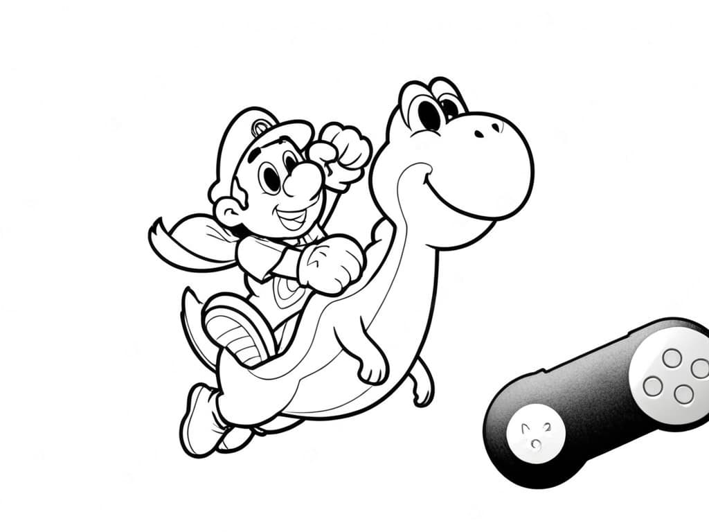 Super Mario e Yoshi da colorare