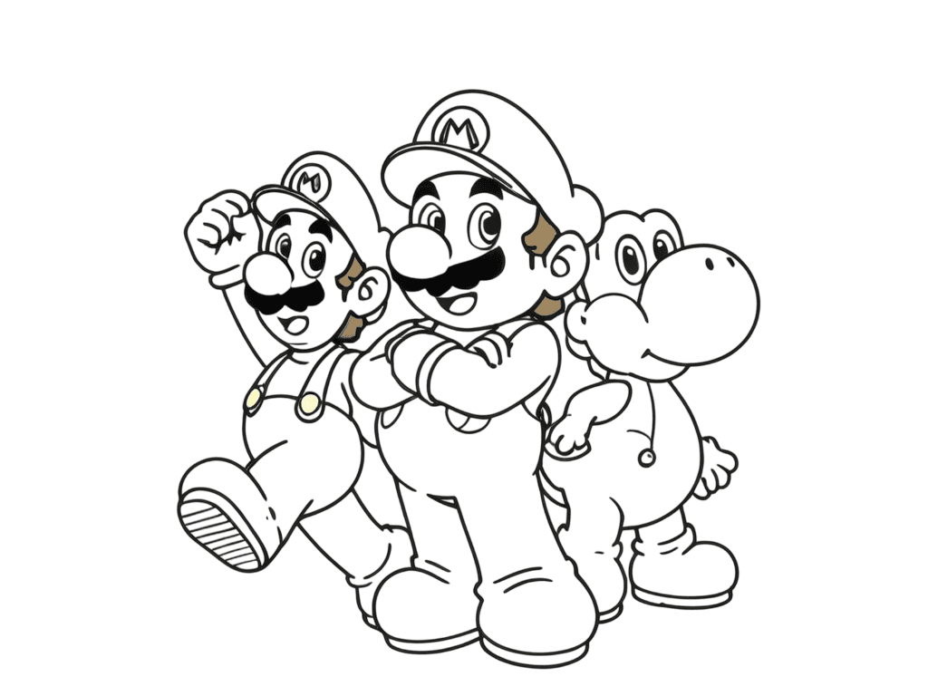 Super Mario Luigi e Yoshi da colorare