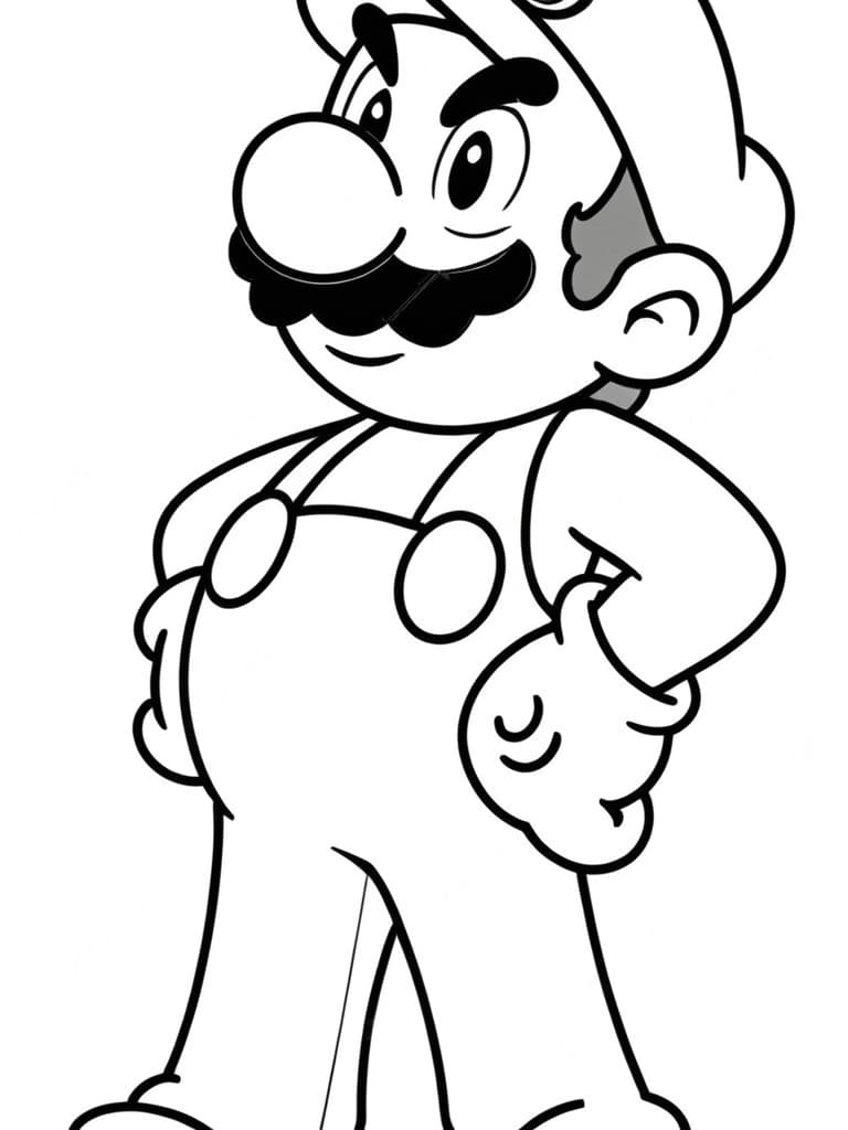 Super Mario sicuro di se da colorare